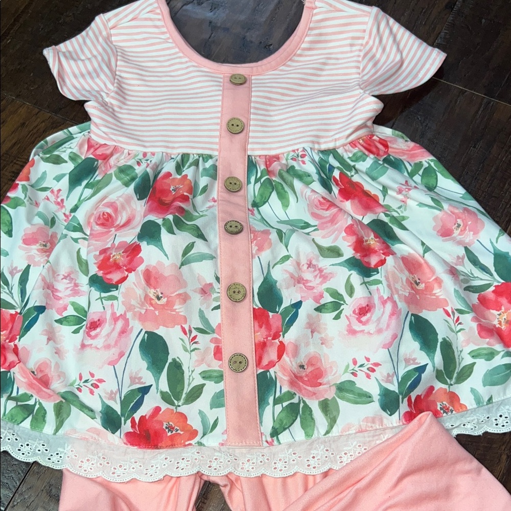 Floral Baby Dress with Pink Leggings - Picture 2 of 2